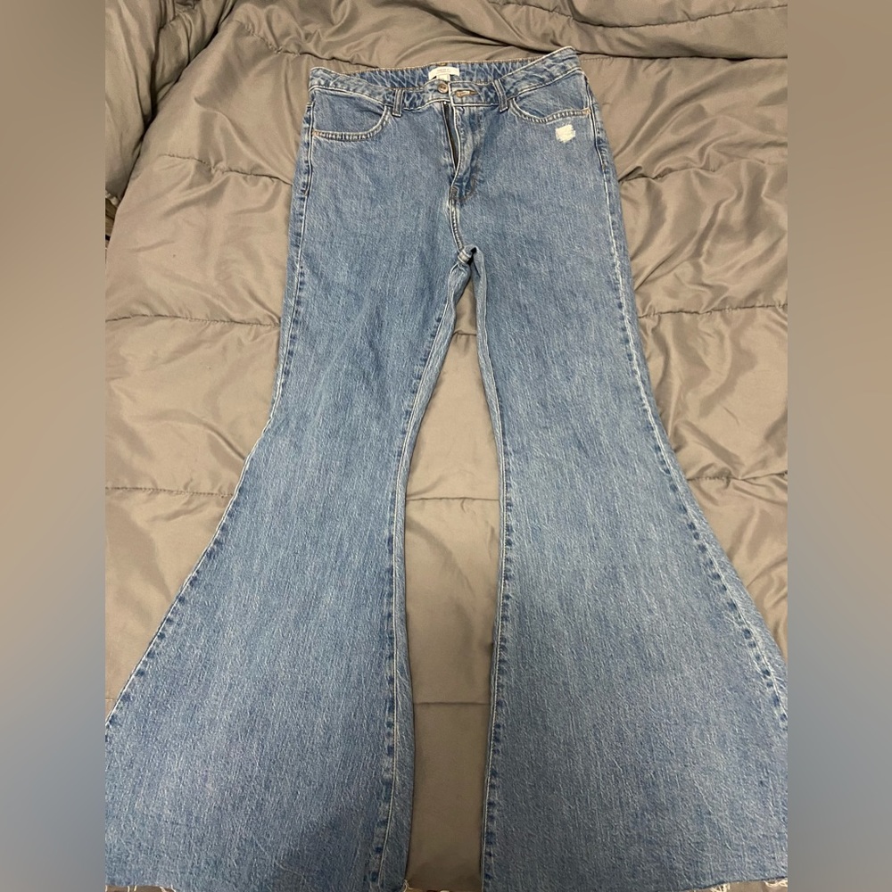 Stonewash Flare Leg Jeans
